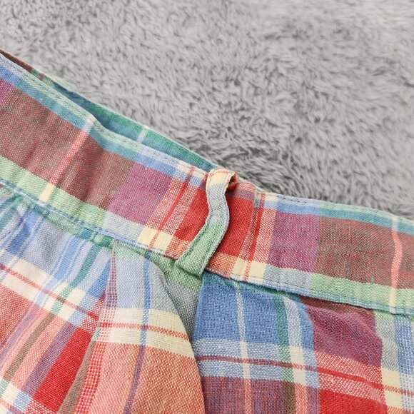 Talbots Shorts Womens Size 14 Multicolor Linen-Cotton Blend Plaid Lightweight - Picture 6 of 16